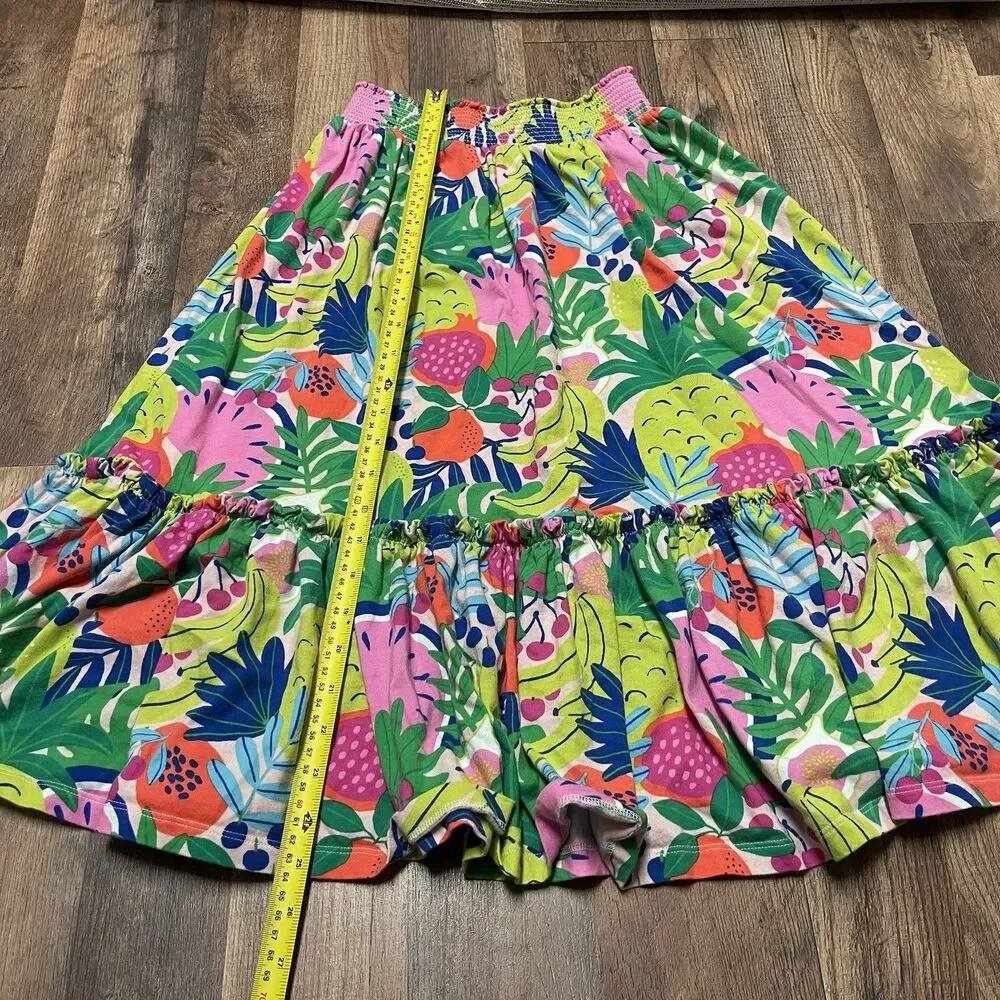 Mini Boden Two Piece Skirt Set Size 13-14 Y Multi Tropical Fruit 100% Cotton EUC